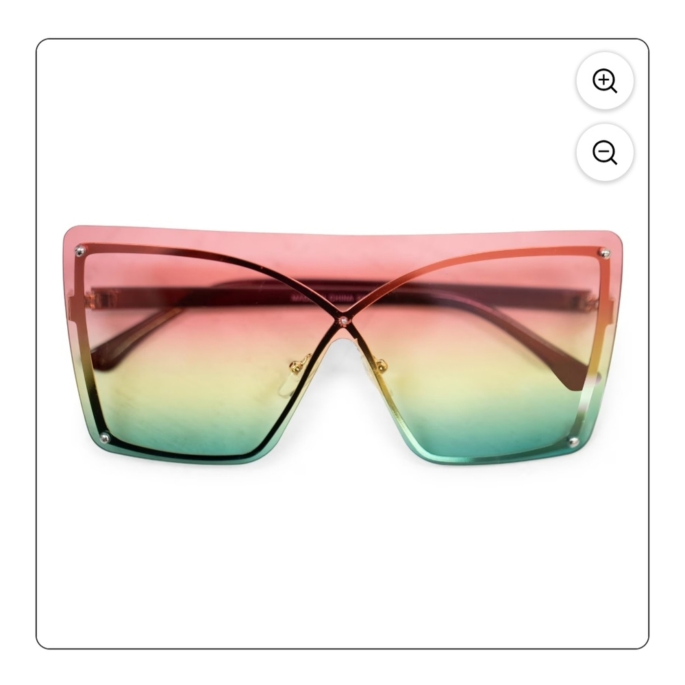 Ombre, Gradient Shielded Women's Sunglasses/ Shades, Red-to-Green